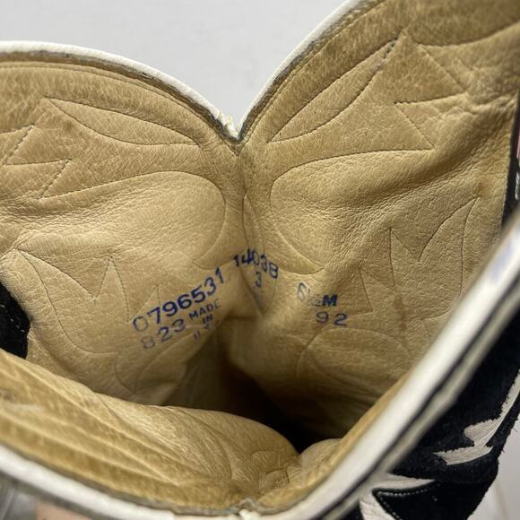 Vintage Dan Post Men’s Black White Tooled Suede Leather Cowboy Boots 6.5 M - Picture 11 of 12